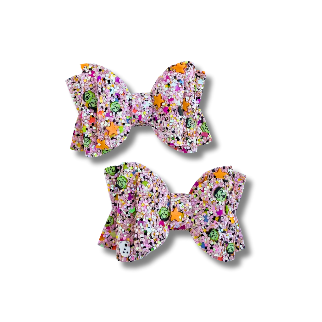 Frankenstein Chunky Pink Glitter - Micro Pigtails - Halloween