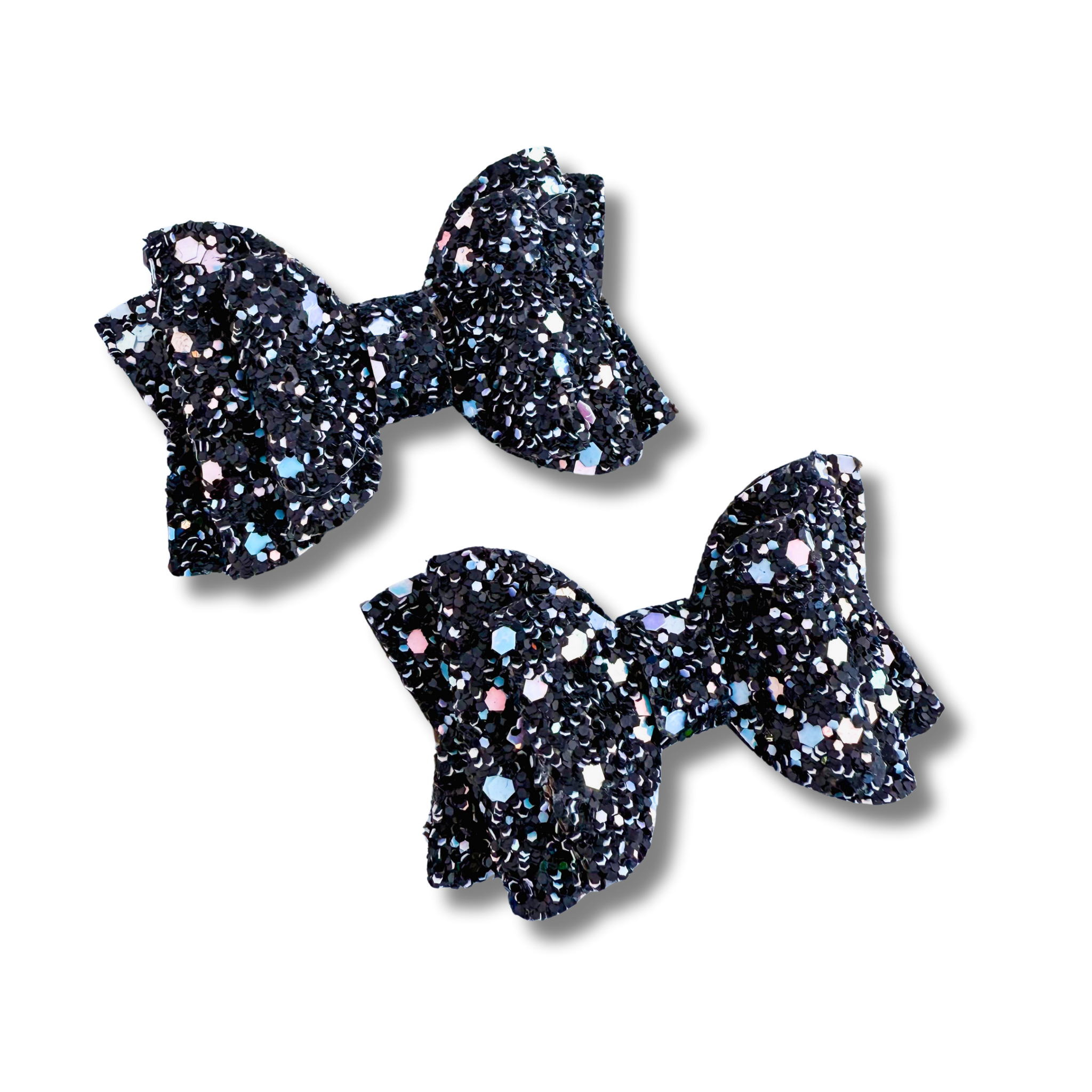 Pink and Blue Chunky Glitter on Black - Micro Pigtails - Halloween