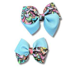 Colorful Bats with Solid Blue - 4.5 inch loop de Lou - Halloween