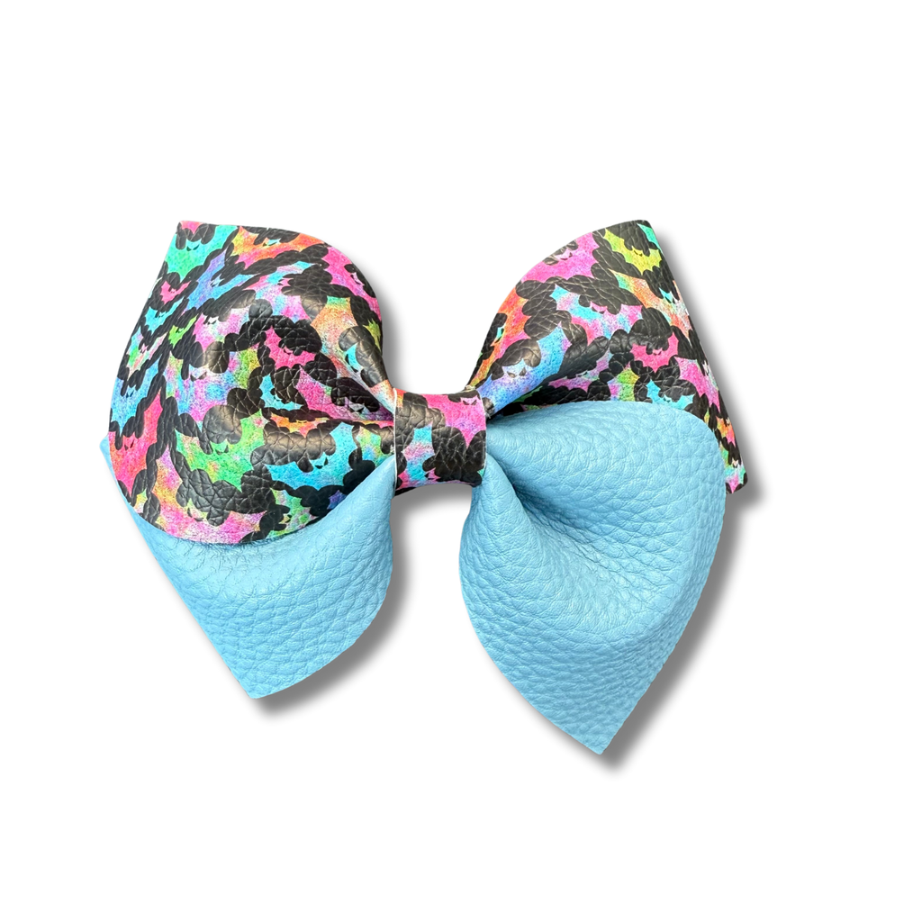 Colorful Bats with Solid Blue - 4.5 inch loop de Lou - Halloween