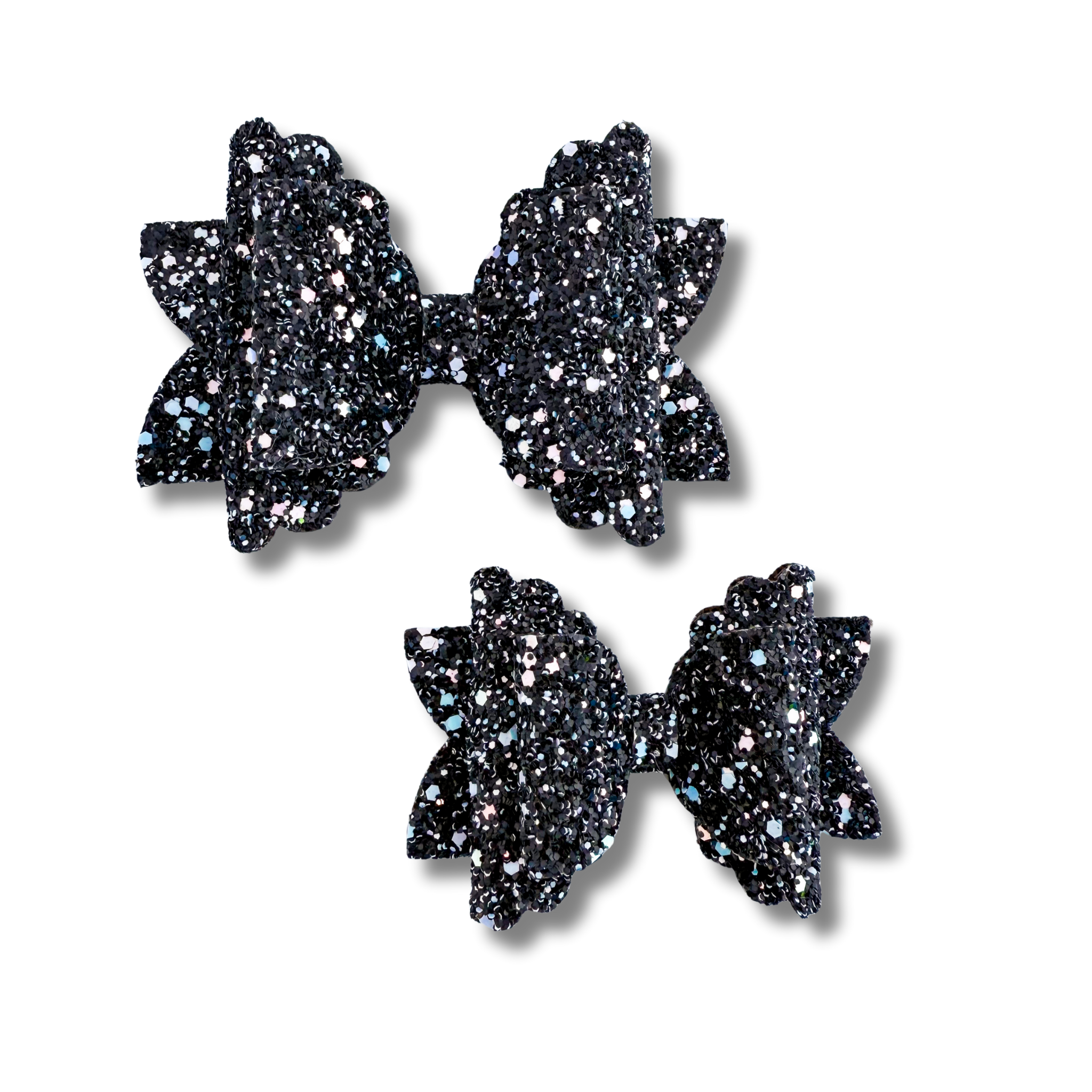 Pink and Blue Chunky Glitter on Black - Double Stack - Halloween