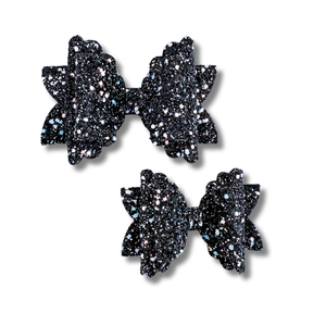 Pink and Blue Chunky Glitter on Black - Double Stack - Halloween