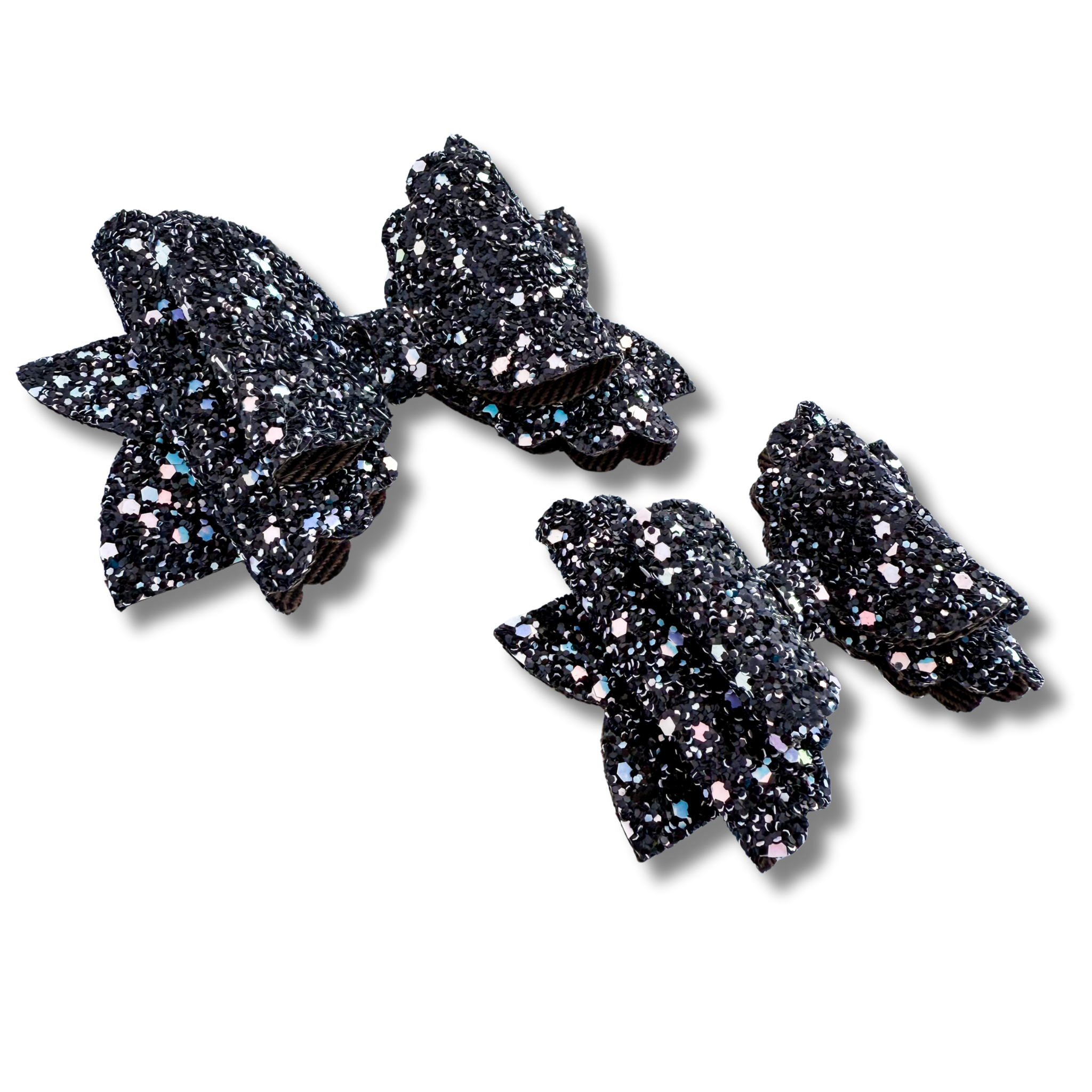 Pink and Blue Chunky Glitter on Black - Double Stack - Halloween