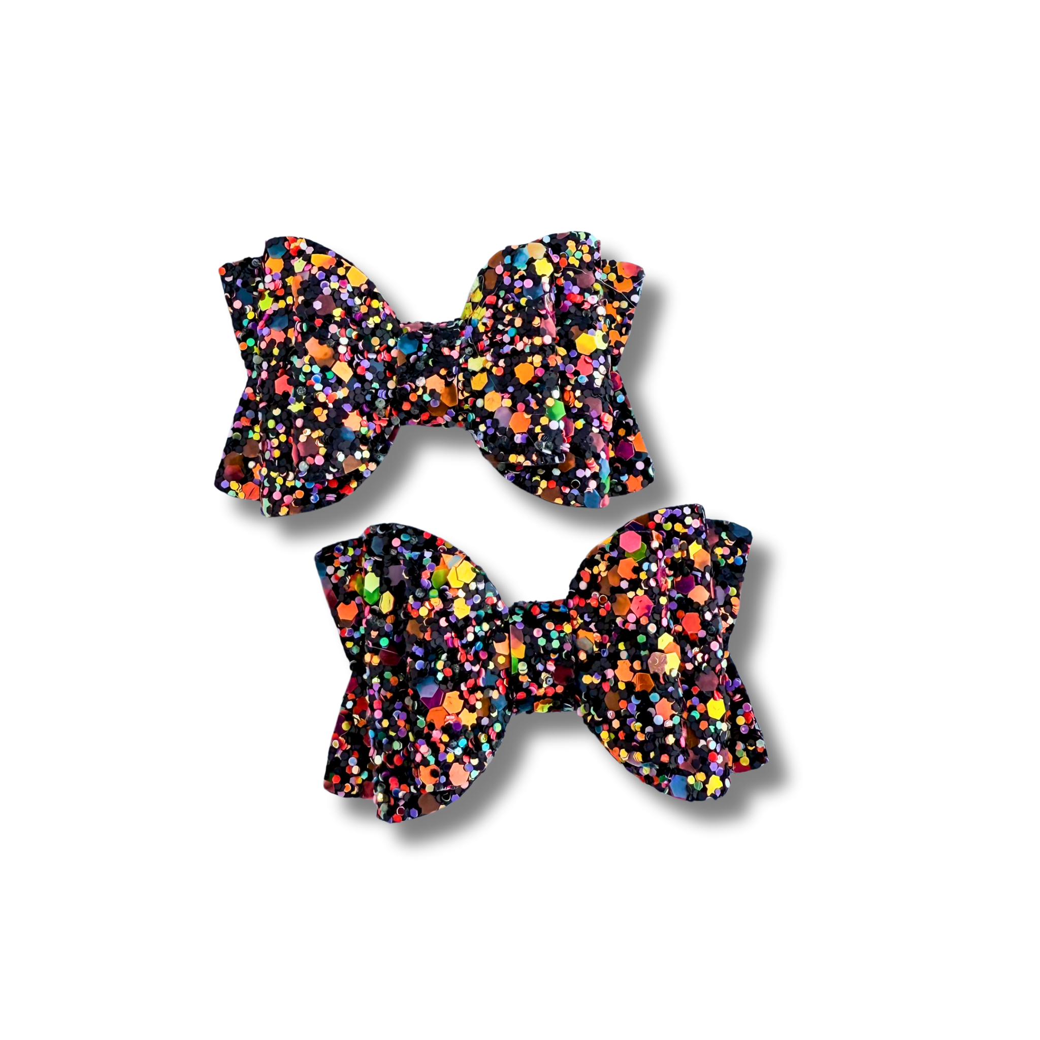 Multicolor Glitter on Black - Micro Pigtails - Halloween