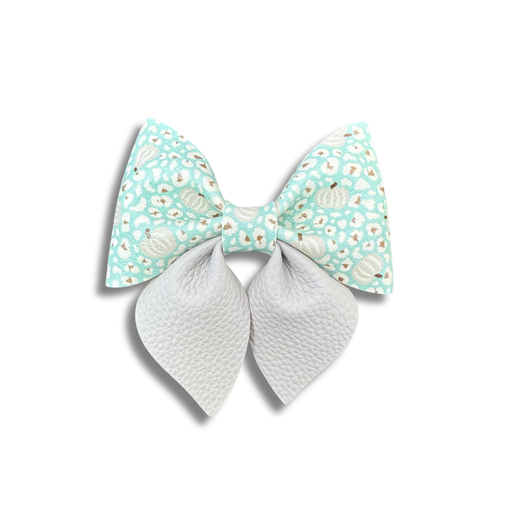 Gray Pumpkins on Cheetah Print - 4 inch Sailor Bow - Halloween