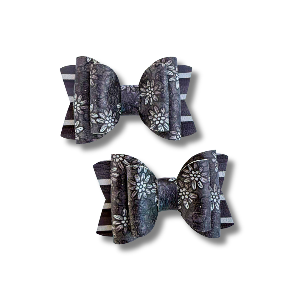 Black and White Florals - Micro Pigtails - Halloween