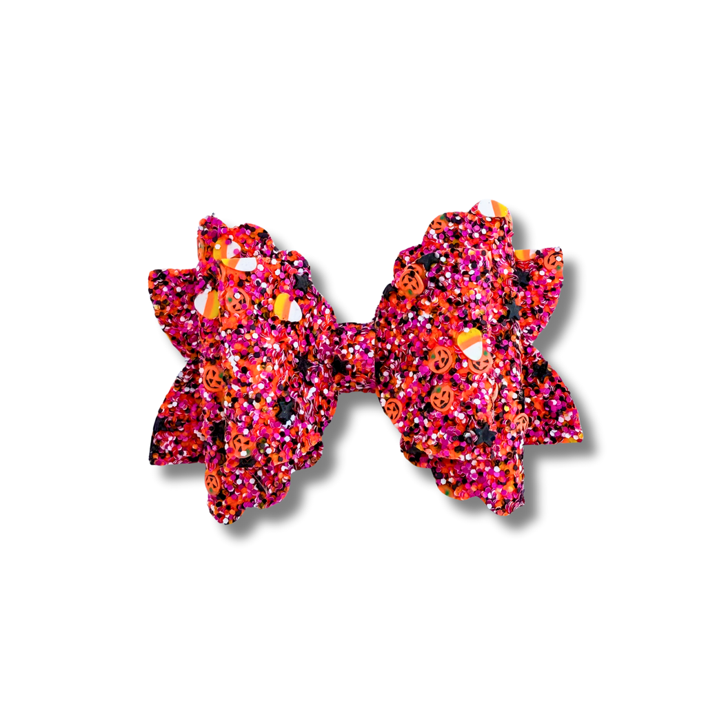 Pumpkin, Candy Corn, and Stars Pink Chunky Glitter - Double Stack - Halloween