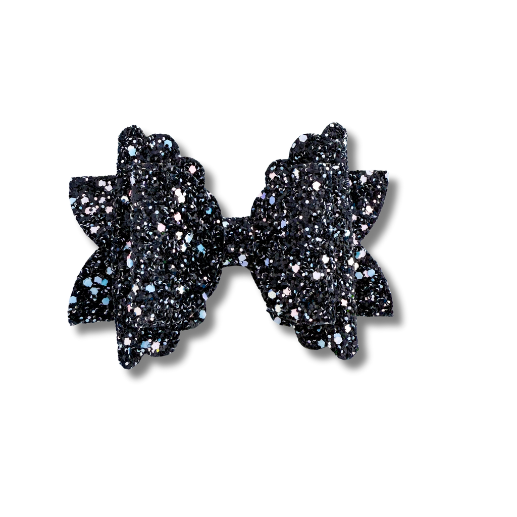 Pink and Blue Chunky Glitter on Black - Double Stack - Halloween