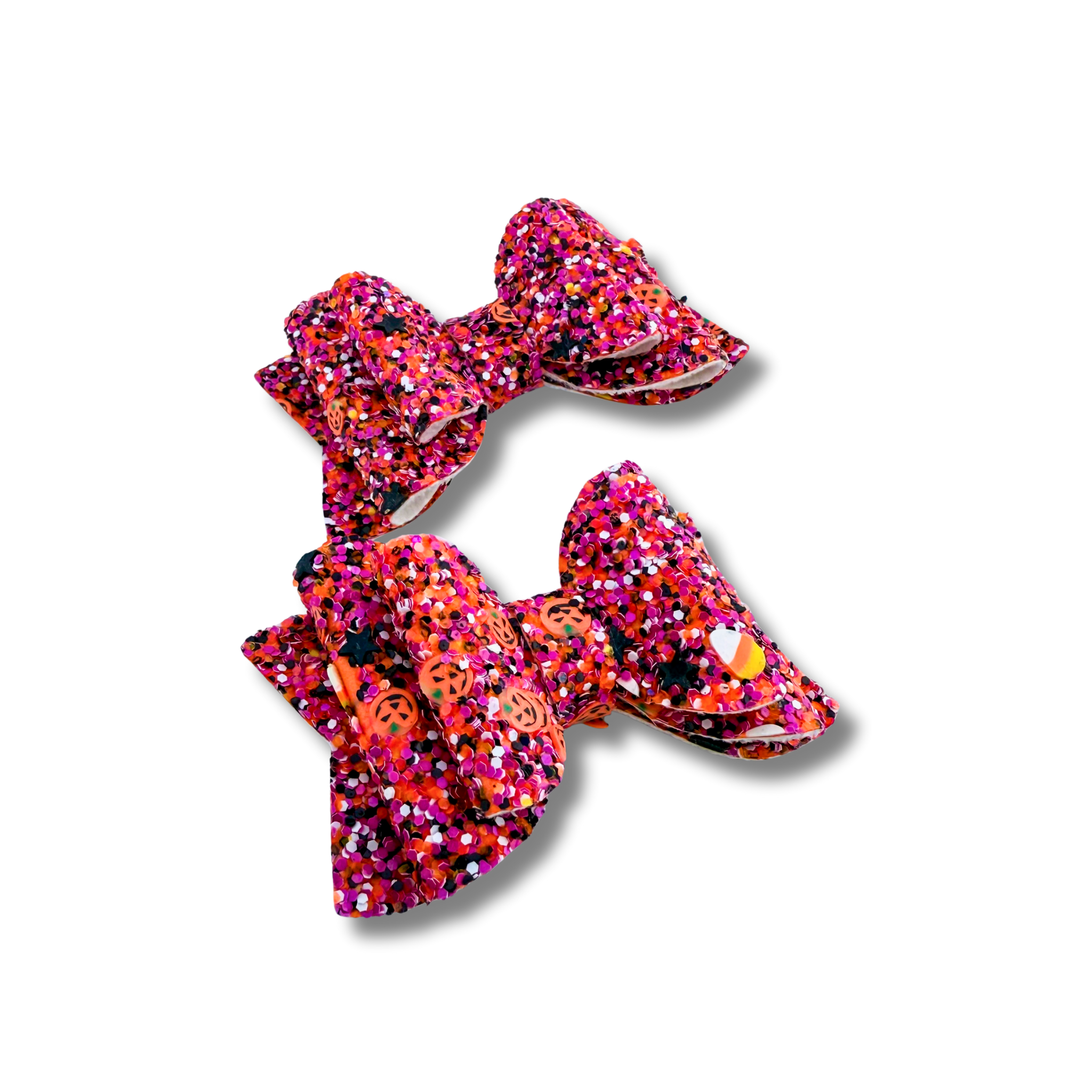 Pumpkin, Candy Corn, and Stars Pink Chunky Glitter - Micro piggtails - Halloween