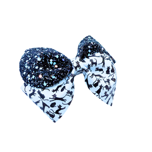 (Copy) Black Cats with pink and Blue Glitter - 4.5 inch loop de Lou - Halloween