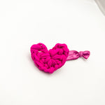 Crochet Hot Pink Heart - Fabric Hair Tie