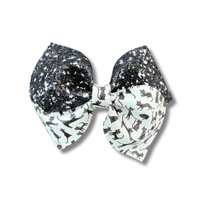 Black Cats with Black and White Glitter - 4.5 inch loop de Lou - Halloween