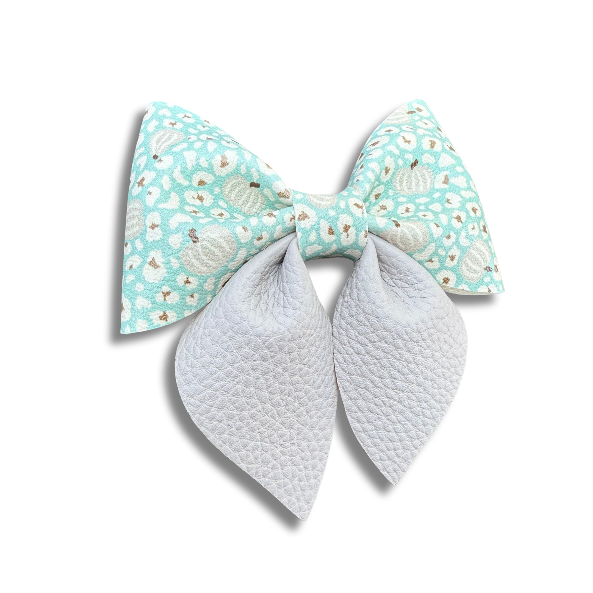Gray Pumpkins on Cheetah Print - 4 inch Sailor Bow - Halloween
