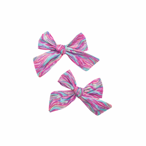 Pink and Blue Oil Spill - Pinwheel Bows