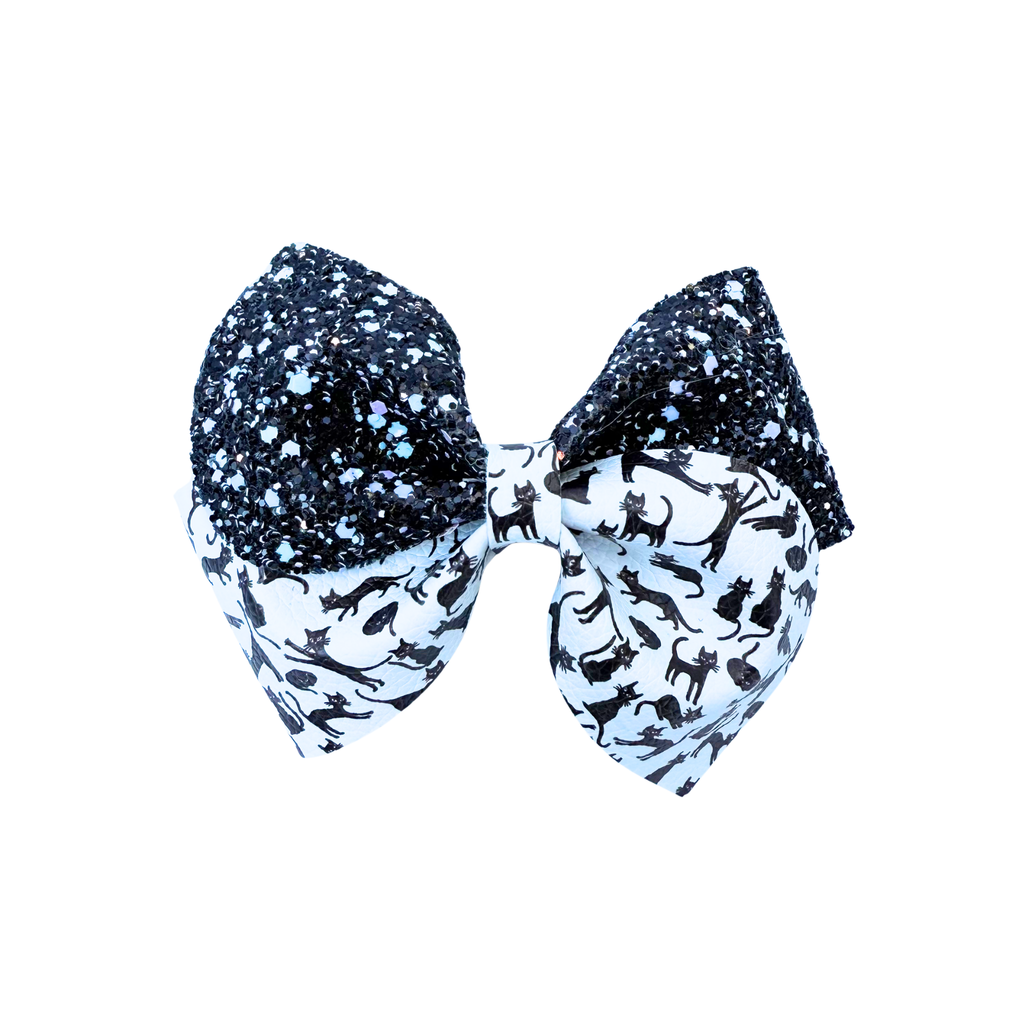 (Copy) Black Cats with pink and Blue Glitter - 4.5 inch loop de Lou - Halloween
