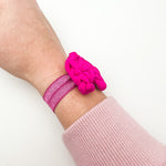 Crochet Hot Pink Heart - Fabric Hair Tie