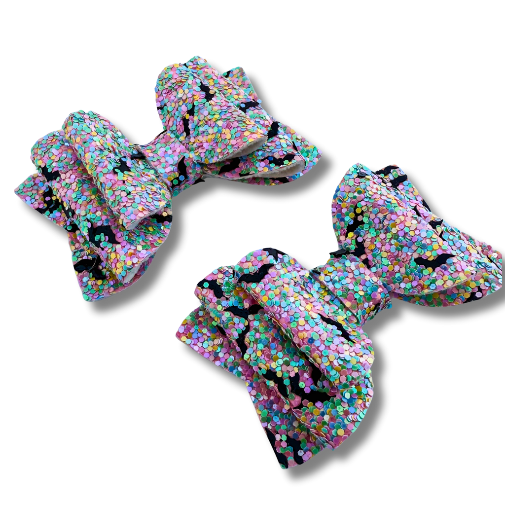 Chunky Bat Glitter - Micro Pigtails - Halloween