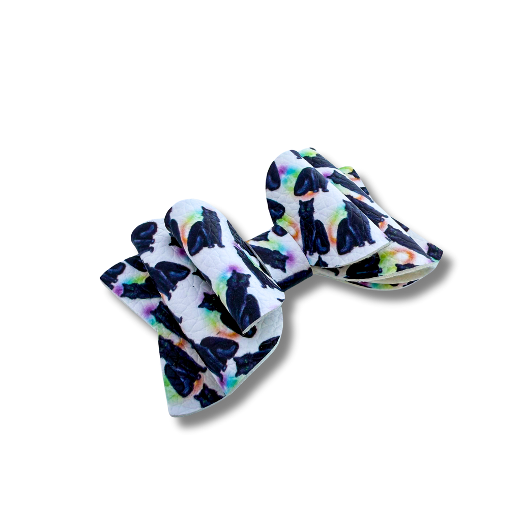 Black Cats with Rainbow Tie Dye - Micro Bow - Halloween