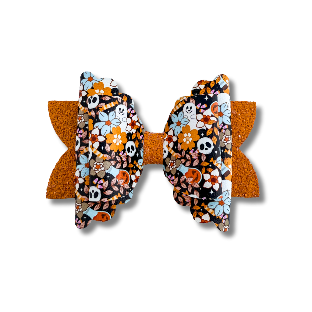 Happy Ghosts Floral with Orange Tails - Double Stack - Halloween