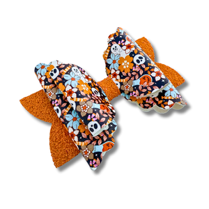 Happy Ghosts Floral with Orange Tails - Double Stack - Halloween