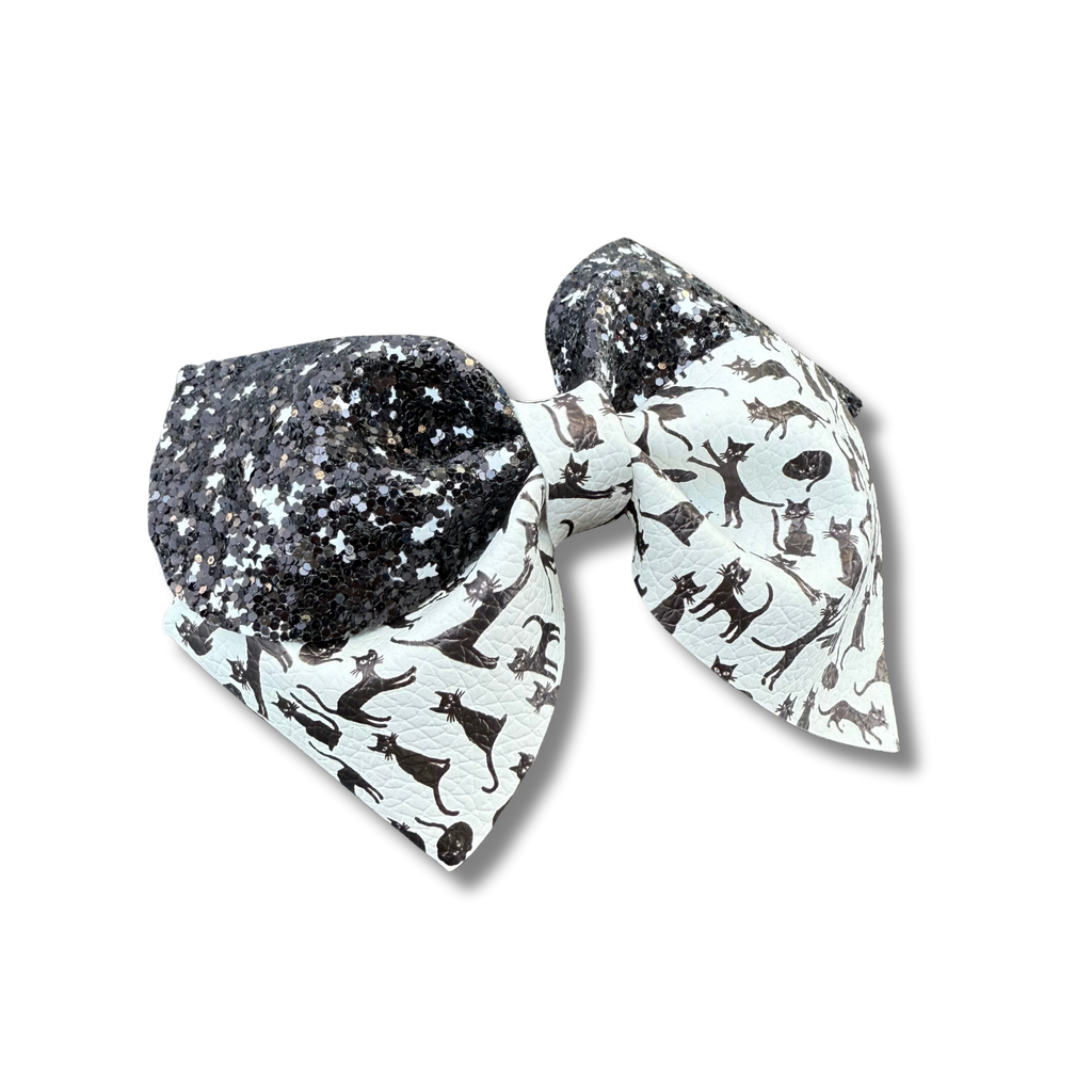 Black Cats with Black and White Glitter - 4.5 inch loop de Lou - Halloween