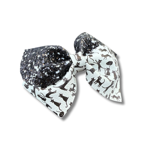 Black Cats with Black and White Glitter - 4.5 inch loop de Lou - Halloween