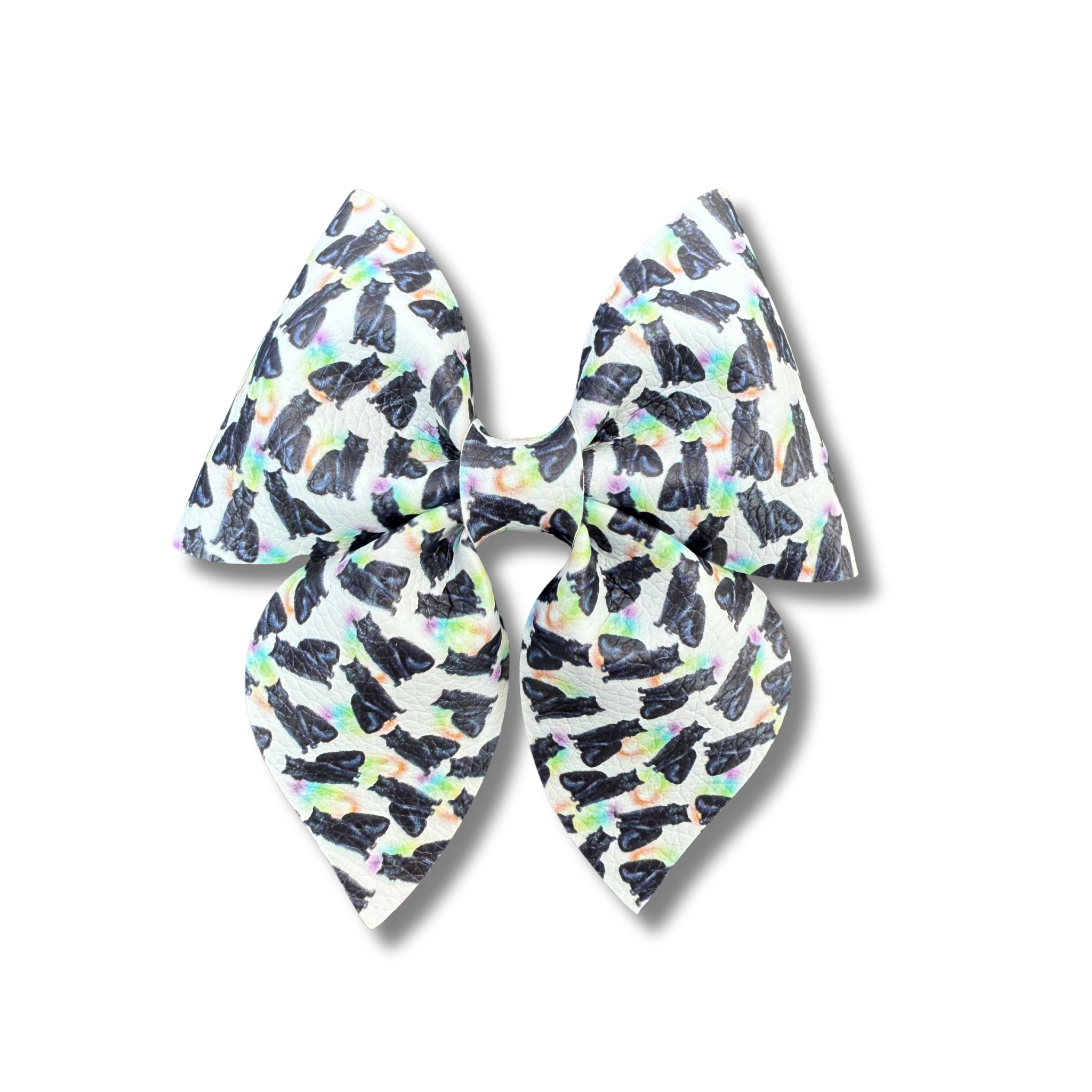 Black Cats with Rainbow Tie Dye - 4 inch Sailor Bow - Halloween