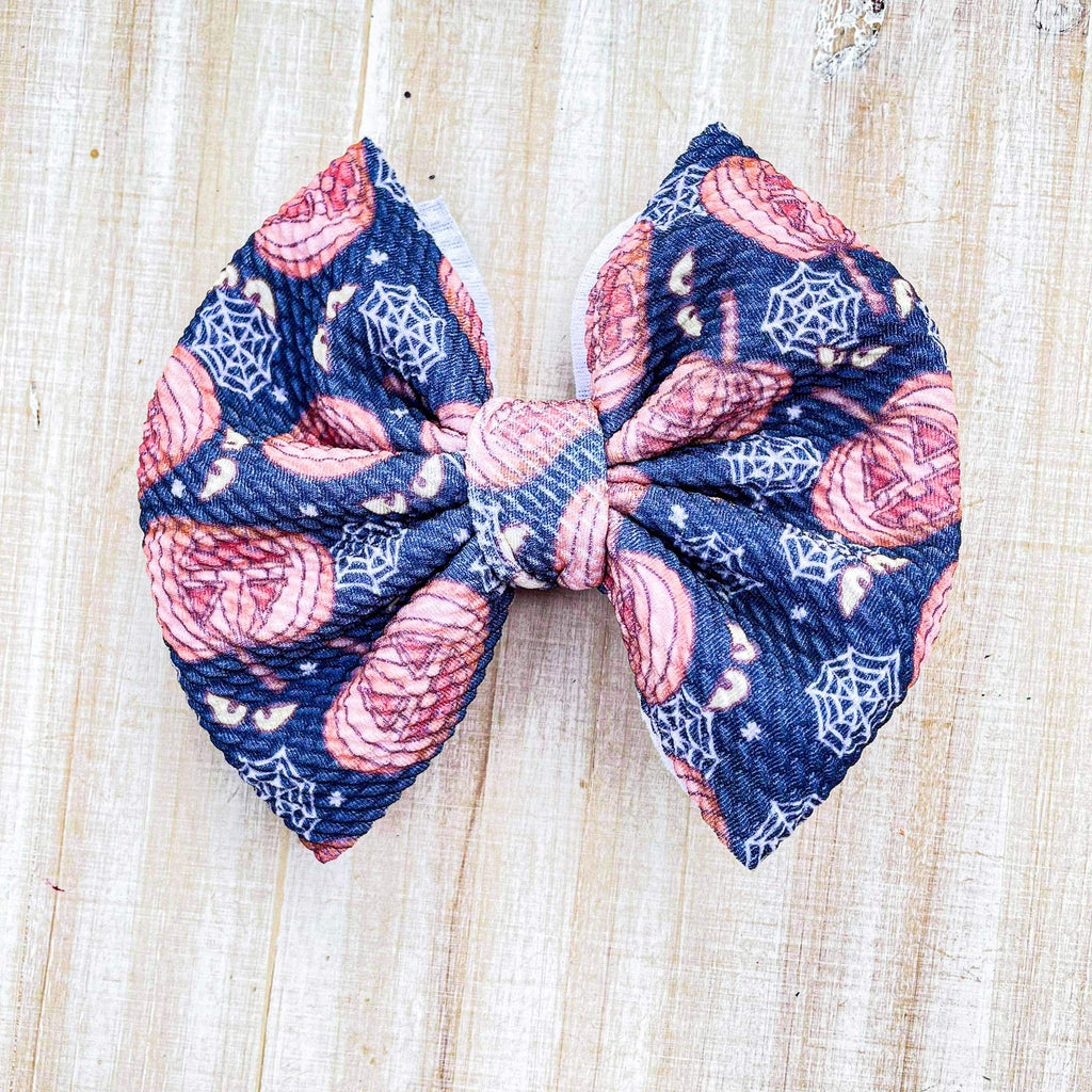 Jack-O-Lantern - Fabric Bow - Halloween