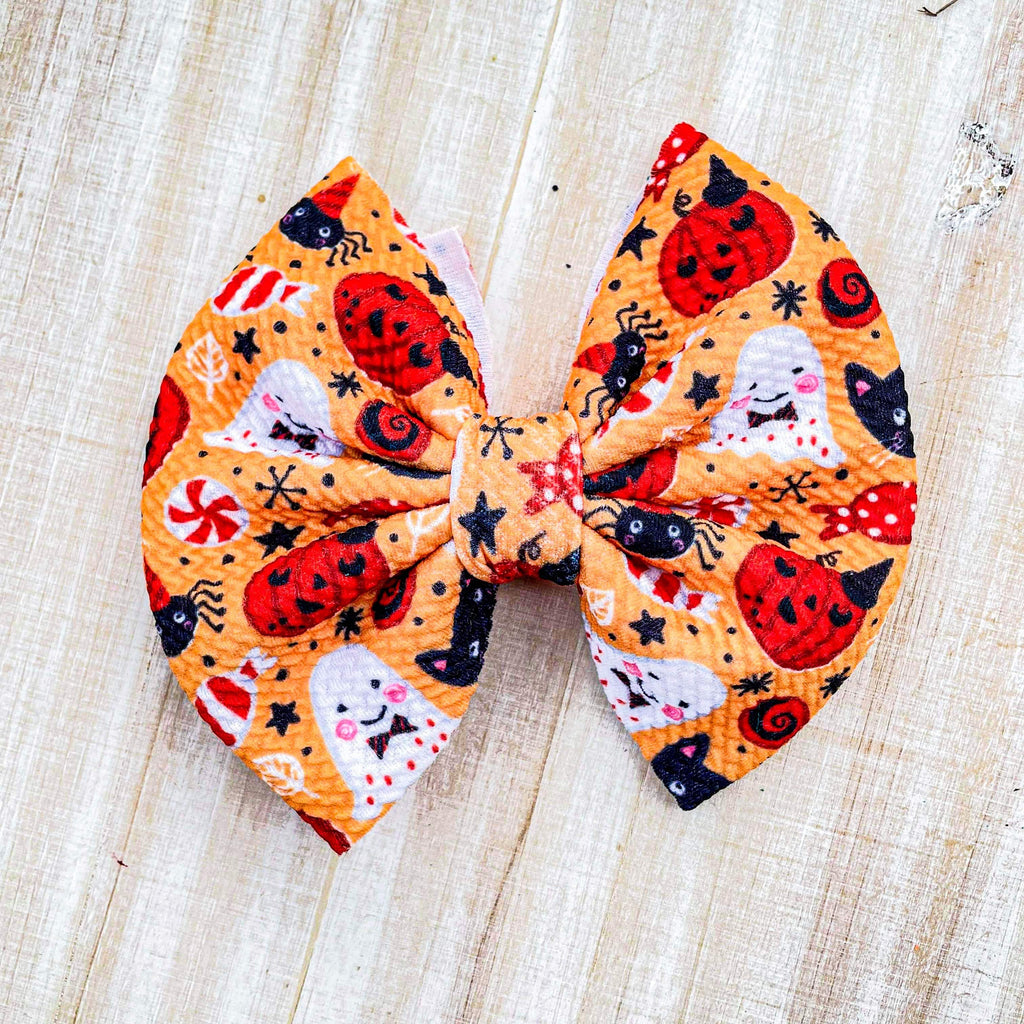 Smiley Ghost - Fabric Bow - Halloween