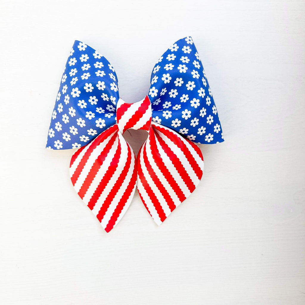 Floral Stars & Stripes 4 inch Sailor Bow