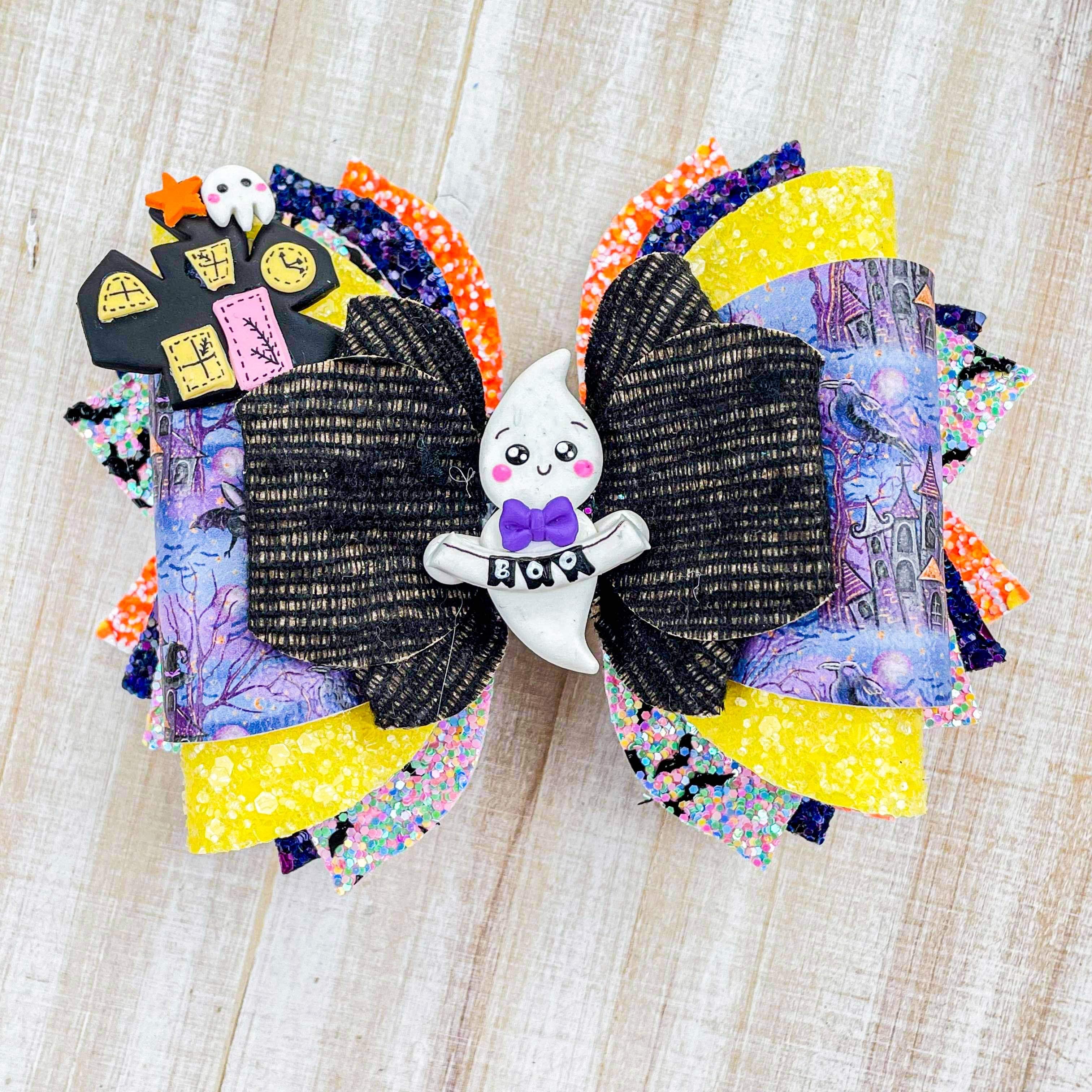 Cute Ghost 5 inch OTT hair bow - Halloween