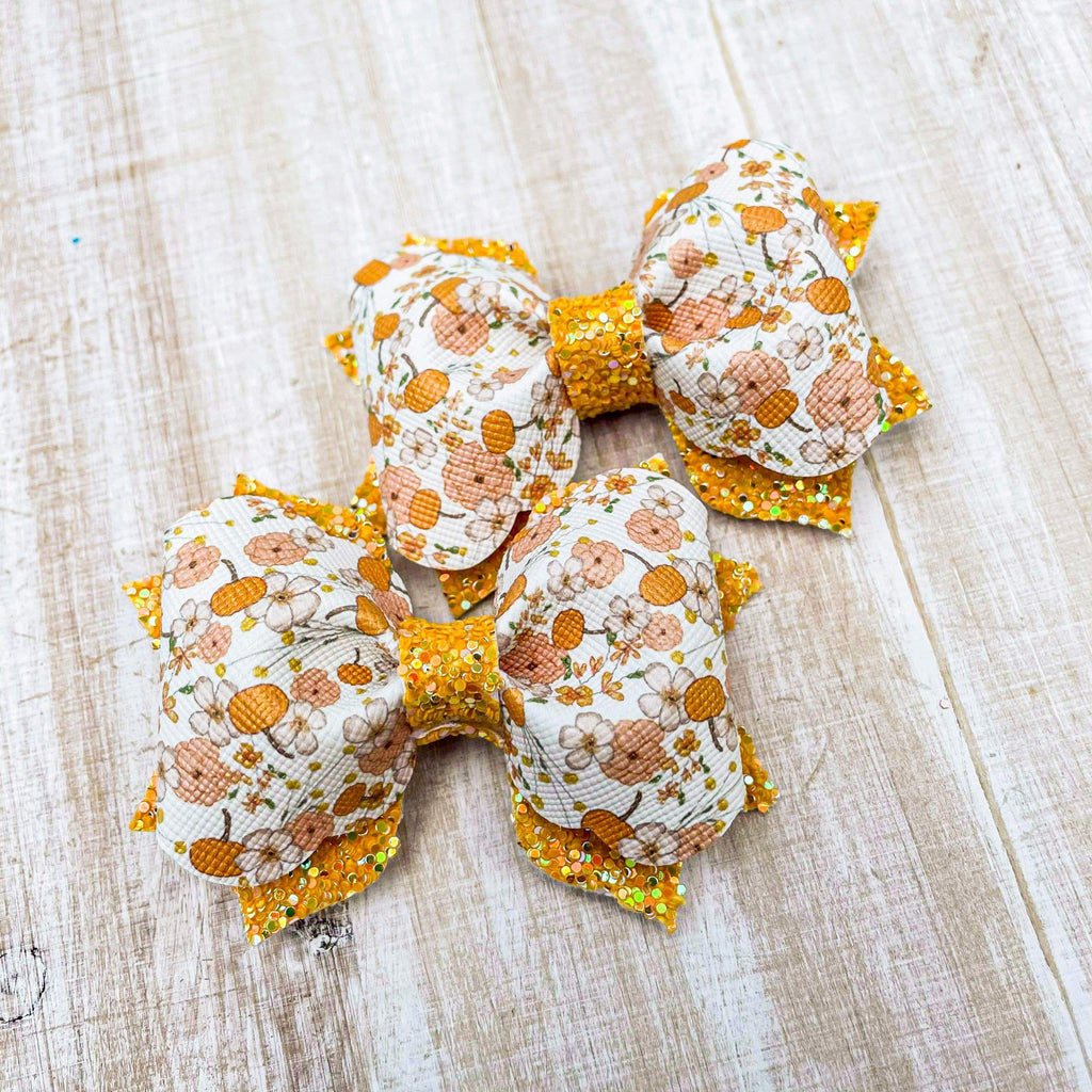 Pumpkin Floral 3 inch poppy pigtails