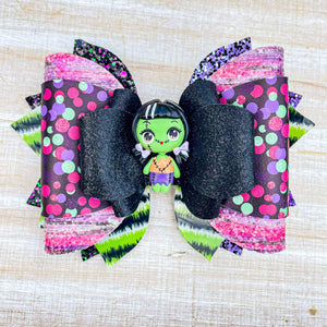 Frankenstein Girl 4.5 inch OTT hair bow - Halloween